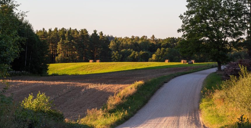 Gravel country roads in summer